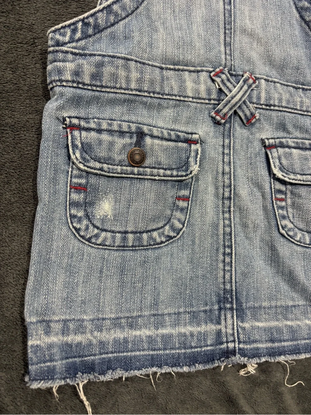 Vintage Old Navy Girls Denim Overall Dress Size XS Light Wash Adjustable Y2K